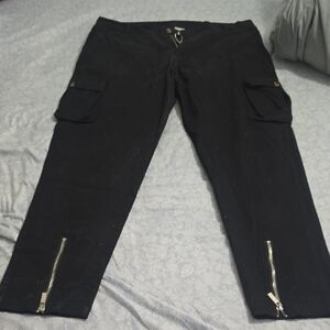 Men's Classic Black Cargo Pants with Zipper Details